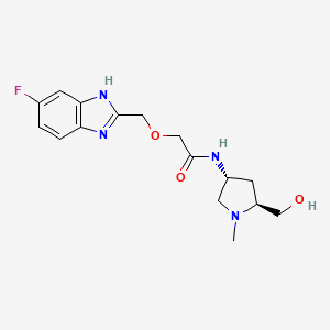 molecular formula C16H21FN4O3 B3818777 2-[(5-fluoro-1H-benzimidazol-2-yl)methoxy]-N-[(3R,5S)-5-(hydroxymethyl)-1-methylpyrrolidin-3-yl]acetamide 