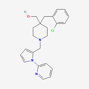 molecular formula C23H26ClN3O B3818781 (4-(2-chlorobenzyl)-1-{[1-(2-pyridinyl)-1H-pyrrol-2-yl]methyl}-4-piperidinyl)methanol 