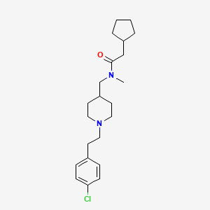 molecular formula C22H33ClN2O B3818790 N-({1-[2-(4-chlorophenyl)ethyl]-4-piperidinyl}methyl)-2-cyclopentyl-N-methylacetamide 