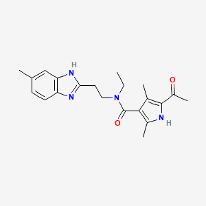 molecular formula C21H26N4O2 B3818796 5-acetyl-N-ethyl-2,4-dimethyl-N-[2-(5-methyl-1H-benzimidazol-2-yl)ethyl]-1H-pyrrole-3-carboxamide 