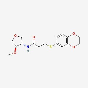 3-(2,3-dihydro-1,4-benzodioxin-6-ylthio)-N-[(3S*,4R*)-4-methoxytetrahydrofuran-3-yl]propanamide