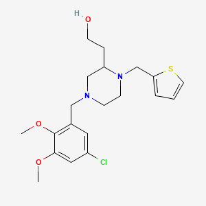 molecular formula C20H27ClN2O3S B3818838 2-[4-(5-chloro-2,3-dimethoxybenzyl)-1-(2-thienylmethyl)-2-piperazinyl]ethanol 