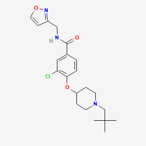 molecular formula C21H28ClN3O3 B3818845 3-chloro-4-{[1-(2,2-dimethylpropyl)-4-piperidinyl]oxy}-N-(3-isoxazolylmethyl)benzamide 