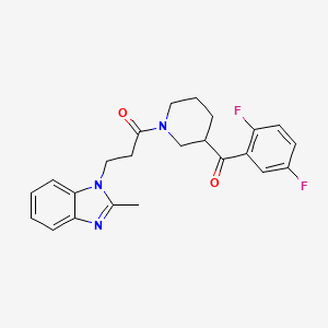 molecular formula C23H23F2N3O2 B3818916 (2,5-difluorophenyl){1-[3-(2-methyl-1H-benzimidazol-1-yl)propanoyl]-3-piperidinyl}methanone 