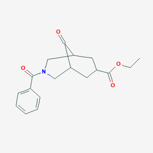molecular formula C18H21NO4 B381892 Ethyl 3-benzoyl-9-oxo-3-azabicyclo[3.3.1]nonane-7-carboxylate CAS No. 37943-62-7