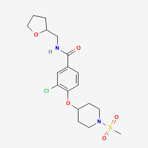 molecular formula C18H25ClN2O5S B3819005 3-chloro-4-{[1-(methylsulfonyl)-4-piperidinyl]oxy}-N-(tetrahydro-2-furanylmethyl)benzamide 