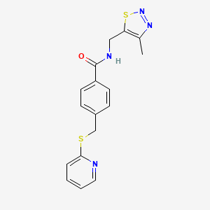 molecular formula C17H16N4OS2 B3819015 N-[(4-methyl-1,2,3-thiadiazol-5-yl)methyl]-4-[(pyridin-2-ylthio)methyl]benzamide 