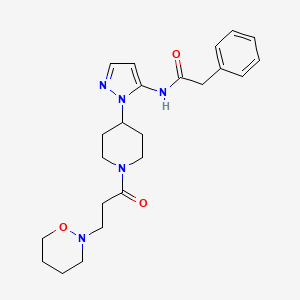 molecular formula C23H31N5O3 B3819061 N-(1-{1-[3-(1,2-oxazinan-2-yl)propanoyl]-4-piperidinyl}-1H-pyrazol-5-yl)-2-phenylacetamide CAS No. 1185345-28-1