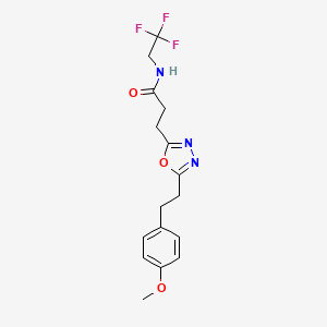 molecular formula C16H18F3N3O3 B3819075 3-{5-[2-(4-methoxyphenyl)ethyl]-1,3,4-oxadiazol-2-yl}-N-(2,2,2-trifluoroethyl)propanamide 