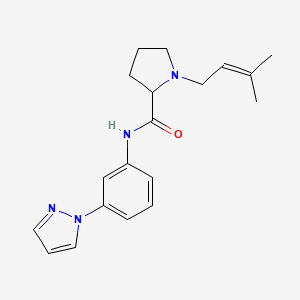 molecular formula C19H24N4O B3819102 1-(3-methyl-2-buten-1-yl)-N-[3-(1H-pyrazol-1-yl)phenyl]prolinamide 