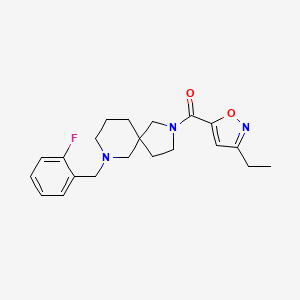 molecular formula C21H26FN3O2 B3819121 2-[(3-ethyl-5-isoxazolyl)carbonyl]-7-(2-fluorobenzyl)-2,7-diazaspiro[4.5]decane 