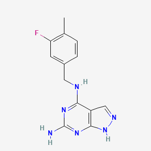 molecular formula C13H13FN6 B3819122 N~4~-(3-fluoro-4-methylbenzyl)-1H-pyrazolo[3,4-d]pyrimidine-4,6-diamine 