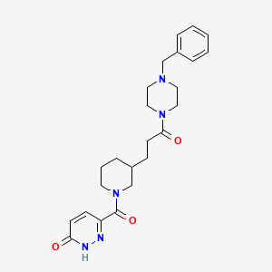 molecular formula C24H31N5O3 B3819136 6-({3-[3-(4-benzyl-1-piperazinyl)-3-oxopropyl]-1-piperidinyl}carbonyl)-3(2H)-pyridazinone 