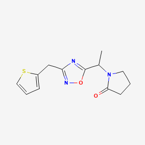 molecular formula C13H15N3O2S B3819167 1-{1-[3-(2-thienylmethyl)-1,2,4-oxadiazol-5-yl]ethyl}-2-pyrrolidinone 