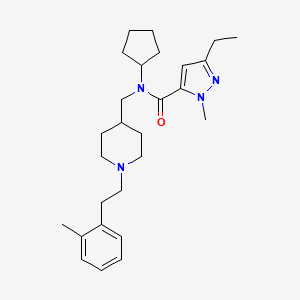 molecular formula C27H40N4O B3819183 N-cyclopentyl-3-ethyl-1-methyl-N-({1-[2-(2-methylphenyl)ethyl]-4-piperidinyl}methyl)-1H-pyrazole-5-carboxamide 