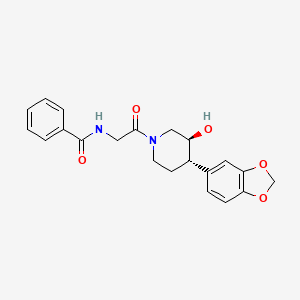 molecular formula C21H22N2O5 B3819192 N-{2-[(3S*,4S*)-4-(1,3-benzodioxol-5-yl)-3-hydroxypiperidin-1-yl]-2-oxoethyl}benzamide 