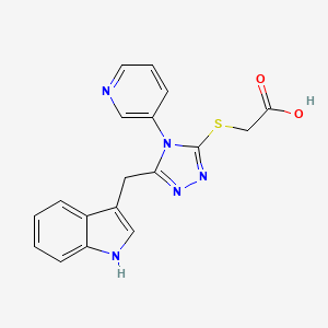 molecular formula C18H15N5O2S B3819213 {[5-(1H-indol-3-ylmethyl)-4-pyridin-3-yl-4H-1,2,4-triazol-3-yl]thio}acetic acid 