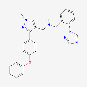 molecular formula C26H24N6O B3819233 1-[1-methyl-3-(4-phenoxyphenyl)-1H-pyrazol-4-yl]-N-[2-(1H-1,2,4-triazol-1-yl)benzyl]methanamine 