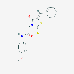 molecular formula C20H18N2O3S2 B381925 2-[(5Z)-5-苄叉-4-氧代-2-硫亚叉-1,3-噻唑烷-3-基]-N-(4-乙氧苯基)乙酰胺 CAS No. 181475-74-1