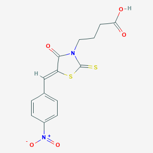 molecular formula C14H12N2O5S2 B381930 (Z)-4-(5-(4-nitrobenzylidene)-4-oxo-2-thioxothiazolidin-3-yl)butanoic acid CAS No. 17385-90-9