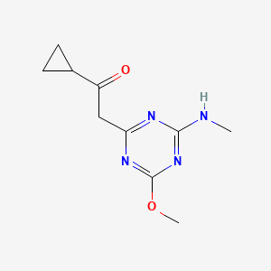 molecular formula C10H14N4O2 B3819368 1-cyclopropyl-2-[4-methoxy-6-(methylamino)-1,3,5-triazin-2-yl]ethanone 