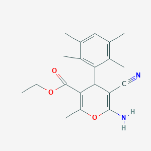 molecular formula C20H24N2O3 B3819397 ethyl 6-amino-5-cyano-2-methyl-4-(2,3,5,6-tetramethylphenyl)-4H-pyran-3-carboxylate 
