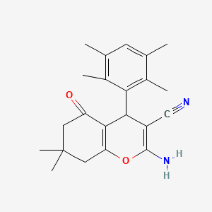 2-amino-7,7-dimethyl-5-oxo-4-(2,3,5,6-tetramethylphenyl)-5,6,7,8-tetrahydro-4H-chromene-3-carbonitrile