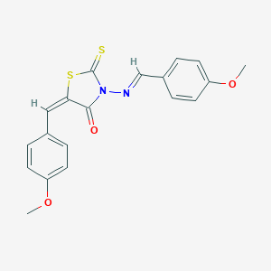 molecular formula C19H16N2O3S2 B381940 Rhodanine, 5-(p-methoxybenzylidene)-3-(p-methoxybenzylideneamino)- 