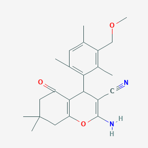 molecular formula C23H28N2O3 B3819424 2-amino-4-[3-(methoxymethyl)-2,4,6-trimethylphenyl]-7,7-dimethyl-5-oxo-5,6,7,8-tetrahydro-4H-chromene-3-carbonitrile 