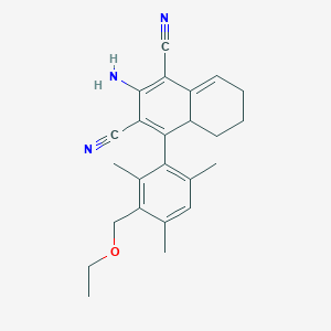 molecular formula C24H27N3O B3819431 2-amino-4-[3-(ethoxymethyl)-2,4,6-trimethylphenyl]-4a,5,6,7-tetrahydro-1,3-naphthalenedicarbonitrile 