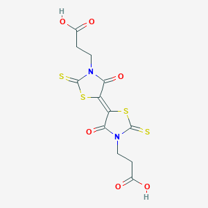 molecular formula C12H10N2O6S4 B381946 3,3'-Bis(2-carboxyethyl)-4,4'-dioxo-2,2'-dithioxo-5,5'-bis(1,3-thiazolidin-5-ylidene) 