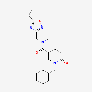molecular formula C19H30N4O3 B3819499 1-(cyclohexylmethyl)-N-[(5-ethyl-1,2,4-oxadiazol-3-yl)methyl]-N-methyl-6-oxo-3-piperidinecarboxamide 
