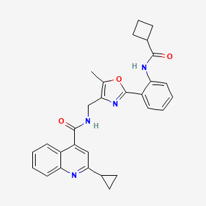 molecular formula C29H28N4O3 B3819512 N-[(2-{2-[(cyclobutylcarbonyl)amino]phenyl}-5-methyl-1,3-oxazol-4-yl)methyl]-2-cyclopropyl-4-quinolinecarboxamide 