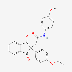 molecular formula C26H23NO5 B3819603 2-[2-(4-ethoxyphenyl)-1,3-dioxo-2,3-dihydro-1H-inden-2-yl]-N-(4-methoxyphenyl)acetamide 