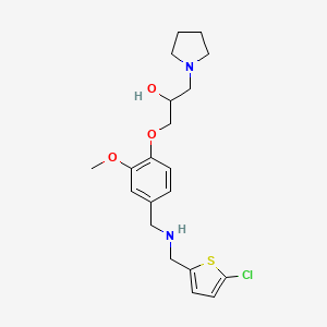 molecular formula C20H27ClN2O3S B3819625 1-[4-({[(5-chloro-2-thienyl)methyl]amino}methyl)-2-methoxyphenoxy]-3-(1-pyrrolidinyl)-2-propanol 