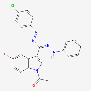 molecular formula C23H17ClFN5O B3819630 1-acetyl-3-[[(4-chlorophenyl)diazenyl](phenyl)carbonohydrazonoyl]-5-fluoro-1H-indole 