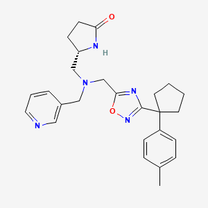 molecular formula C26H31N5O2 B3819712 (5S)-5-{[({3-[1-(4-methylphenyl)cyclopentyl]-1,2,4-oxadiazol-5-yl}methyl)(3-pyridinylmethyl)amino]methyl}-2-pyrrolidinone 