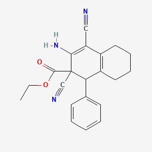 molecular formula C21H21N3O2 B3819812 ethyl 3-amino-2,4-dicyano-1-phenyl-1,2,5,6,7,8-hexahydro-2-naphthalenecarboxylate 