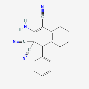 molecular formula C19H16N4 B3819824 2-amino-4-phenyl-5,6,7,8-tetrahydro-1,3,3(4H)-naphthalenetricarbonitrile 