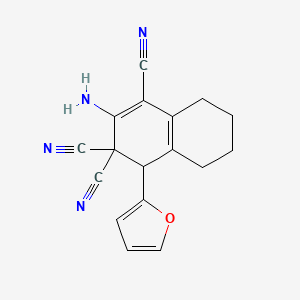 molecular formula C17H14N4O B3819825 2-amino-4-(2-furyl)-5,6,7,8-tetrahydro-1,3,3(4H)-naphthalenetricarbonitrile 