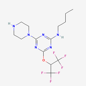molecular formula C14H20F6N6O B3819997 N-butyl-4-(1-piperazinyl)-6-[2,2,2-trifluoro-1-(trifluoromethyl)ethoxy]-1,3,5-triazin-2-amine 