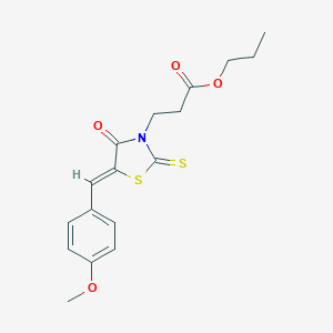 molecular formula C17H19NO4S2 B382000 propyl 3-[(5Z)-5-[(4-methoxyphenyl)methylidene]-4-oxo-2-sulfanylidene-1,3-thiazolidin-3-yl]propanoate CAS No. 265098-84-8