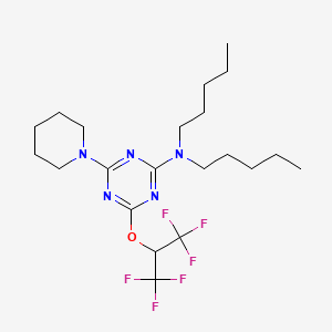 molecular formula C21H33F6N5O B3820005 N,N-dipentyl-4-(1-piperidinyl)-6-[2,2,2-trifluoro-1-(trifluoromethyl)ethoxy]-1,3,5-triazin-2-amine 
