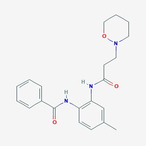 molecular formula C21H25N3O3 B3820054 N-(4-methyl-2-{[3-(1,2-oxazinan-2-yl)propanoyl]amino}phenyl)benzamide 