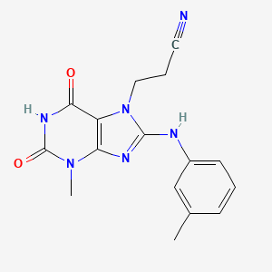 3-{3-methyl-8-[(3-methylphenyl)amino]-2,6-dioxo-1,2,3,6-tetrahydro-7H-purin-7-yl}propanenitrile