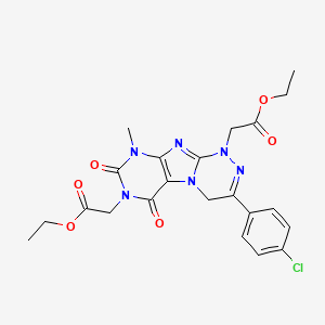 molecular formula C22H23ClN6O6 B3820112 diethyl 2,2'-[3-(4-chlorophenyl)-9-methyl-6,8-dioxo-8,9-dihydro[1,2,4]triazino[3,4-f]purine-1,7(4H,6H)-diyl]diacetate 