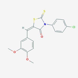 molecular formula C18H14ClNO3S2 B382012 3-(4-Chlorophenyl)-5-(3,4-dimethoxybenzylidene)-2-thioxo-1,3-thiazolidin-4-one CAS No. 383893-92-3