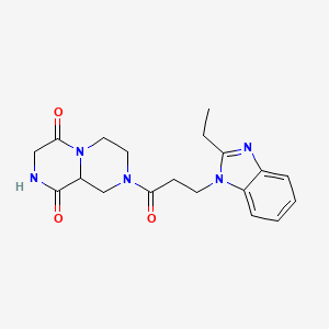 molecular formula C19H23N5O3 B3820149 8-[3-(2-ethyl-1H-benzimidazol-1-yl)propanoyl]tetrahydro-2H-pyrazino[1,2-a]pyrazine-1,4(3H,6H)-dione 