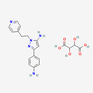 molecular formula C20H23N5O6 B3820179 3-(4-aminophenyl)-1-[2-(4-pyridinyl)ethyl]-1H-pyrazol-5-amine 2,3-dihydroxysuccinate (salt) 