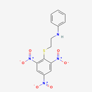 molecular formula C14H12N4O6S B3820185 N-{2-[(2,4,6-trinitrophenyl)thio]ethyl}aniline 